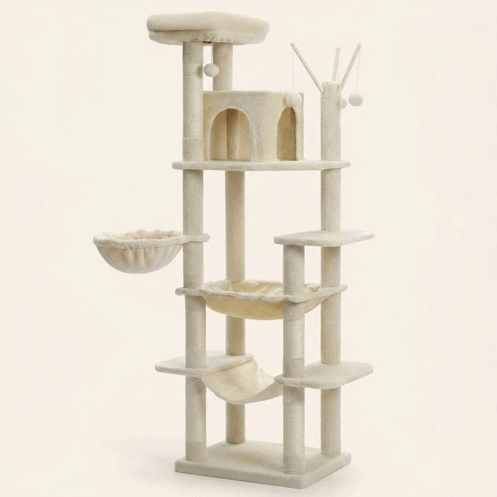 Schlanker Kratzbaum in Beige – Fura