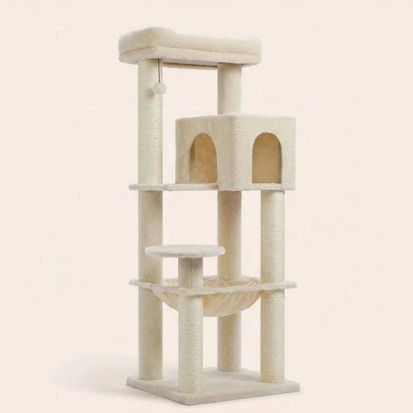 Großer Kratzbaum in Beige mit 5 Ebenen – Asp