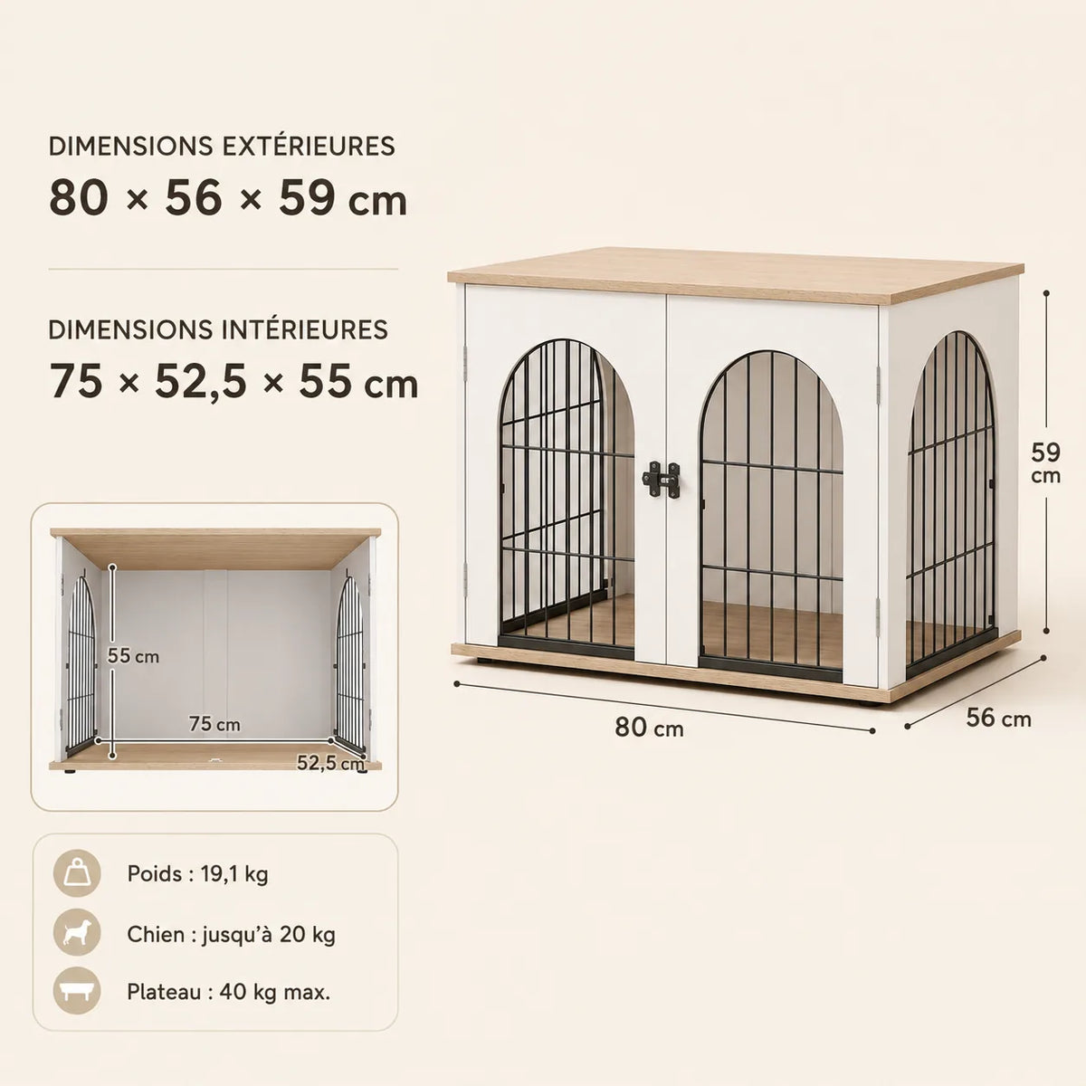 Hundebox-Möbel Valv mit Bogentüren – Ansicht 2