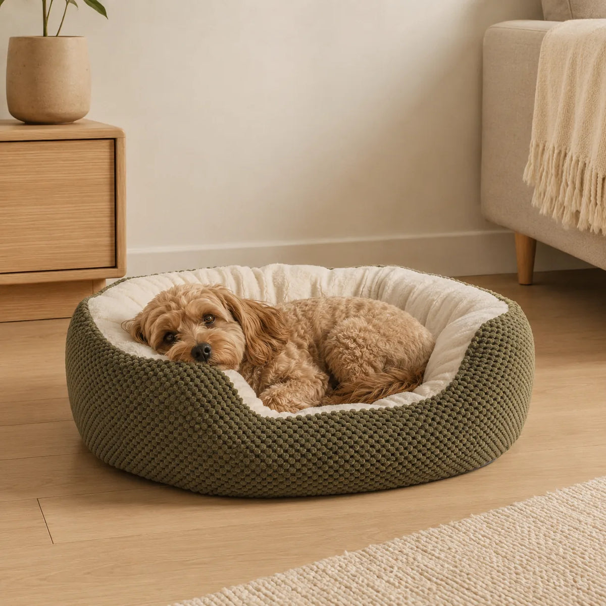 Hund im Hundebett Våg in Khaki