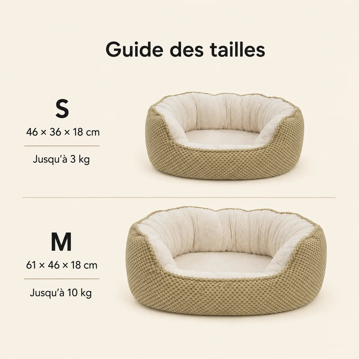 Größentabelle des Hundebetts Våg