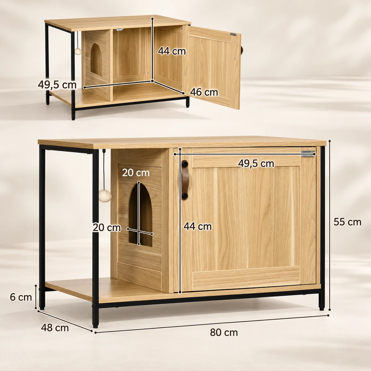 Abmessungen des Katzentoilettenschranks Benk