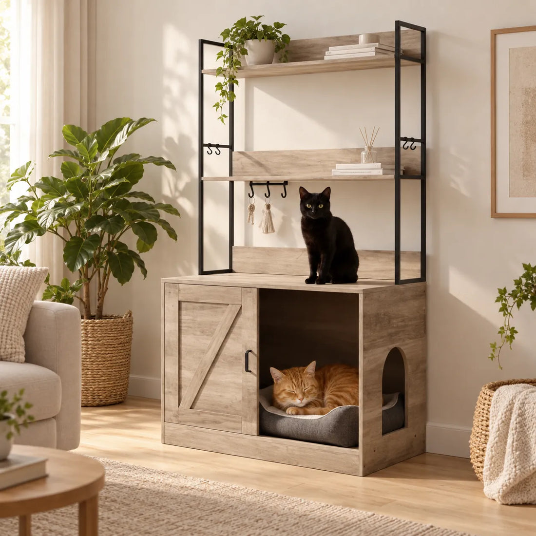 Die Katzentoilette bleibt hinter der Tür verborgen
