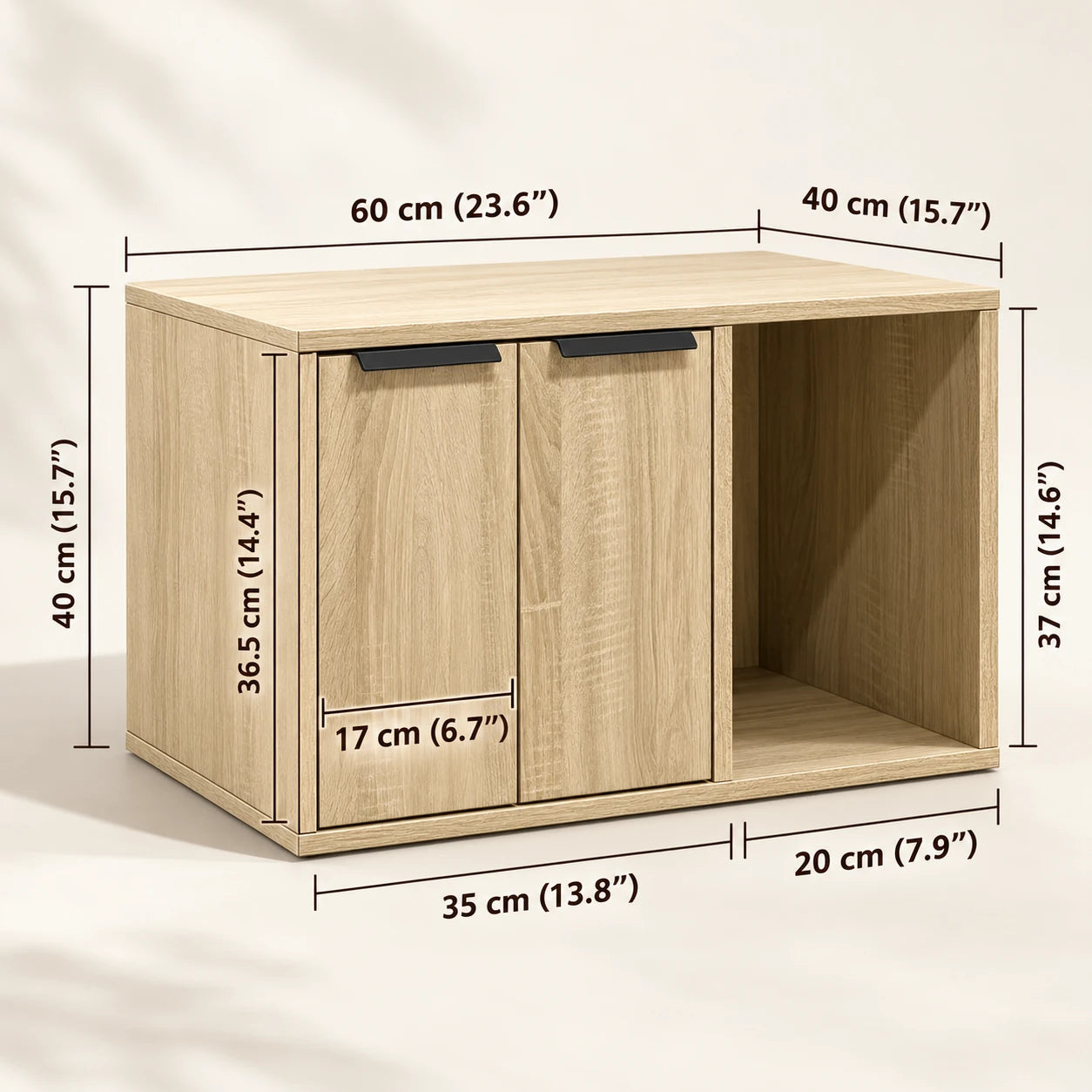 Abmessungen des Katzentoilettenschranks Sona