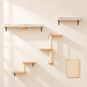 Fünfteiliger Katzen-Wandparcours Spor in Beige aus Holz und Sisal – Gesamtansicht