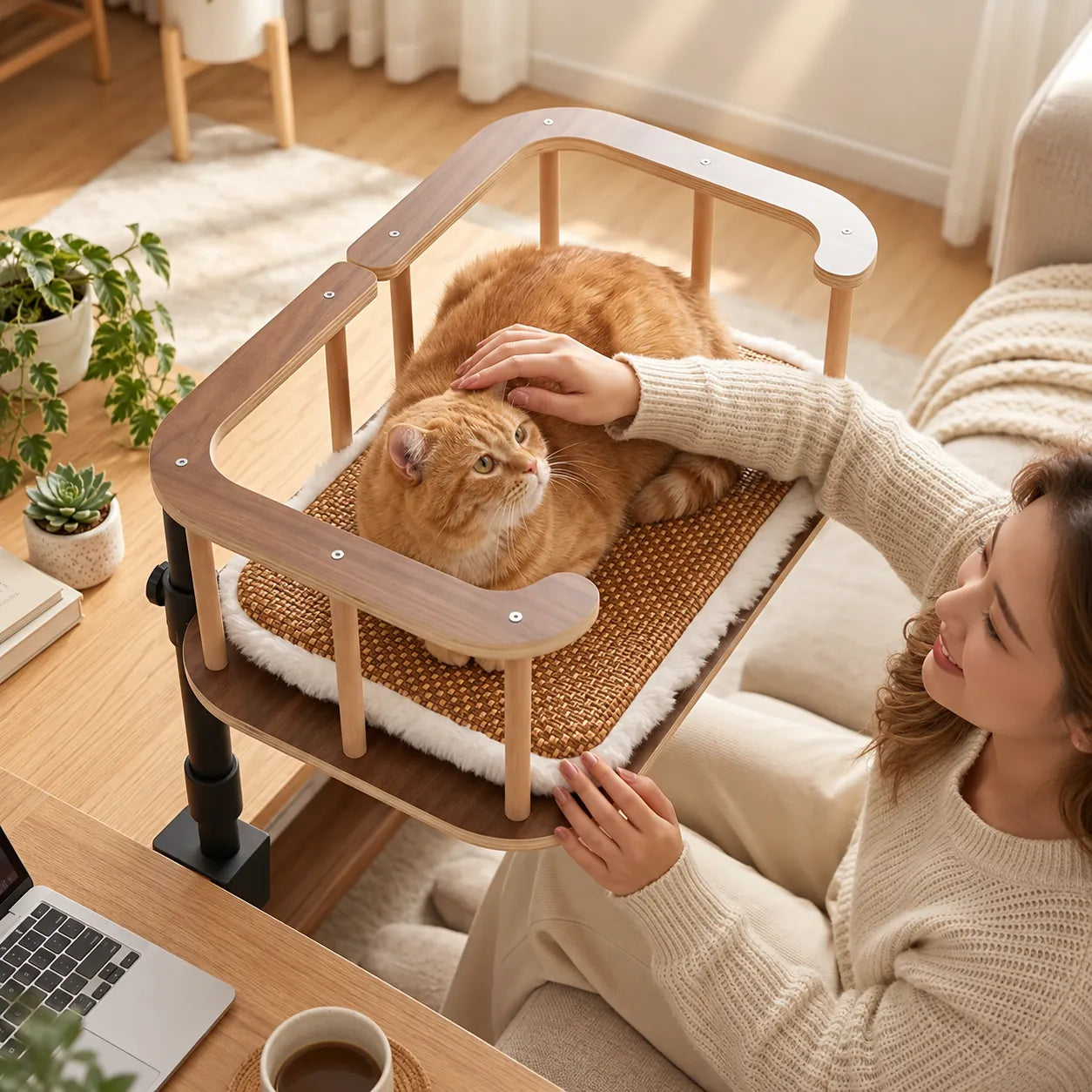 Schreibtisch-Katzenliege aus Holz Vila – Ansicht 4
