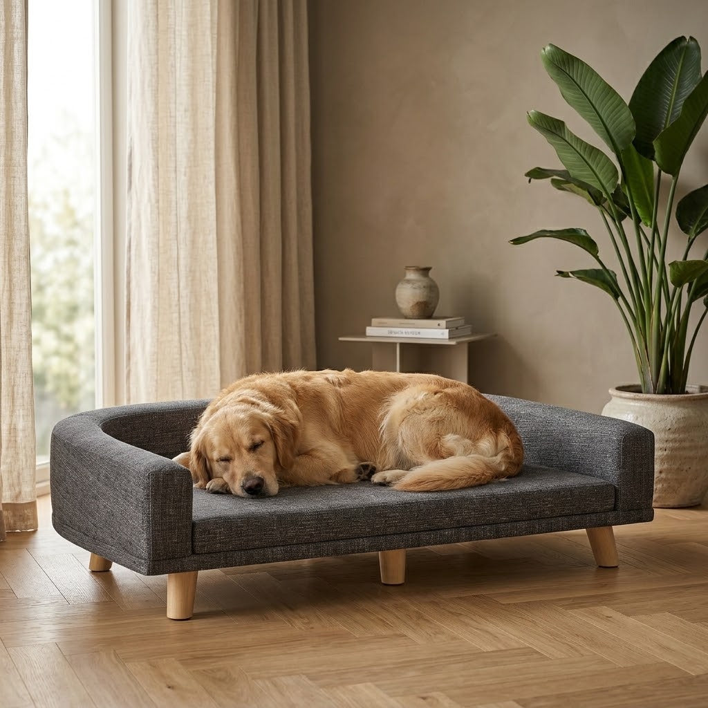 Erhöhtes Hundesofa Lugn mit Hund – weitere Ansicht