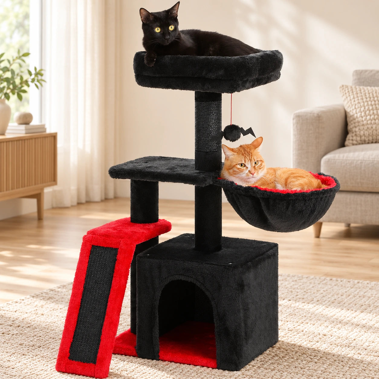 Gothischer Kratzbaum Skrekk in Schwarz und Rot, 80 cm – Bild 4